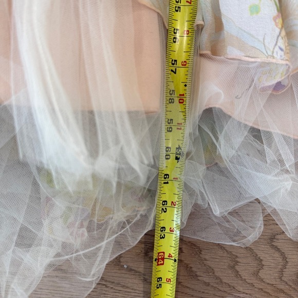 Hartnell Maxi Dress Floral Ruffle Flutter Sleeve V Neck Gown S M Silk - Picture 11 of 14